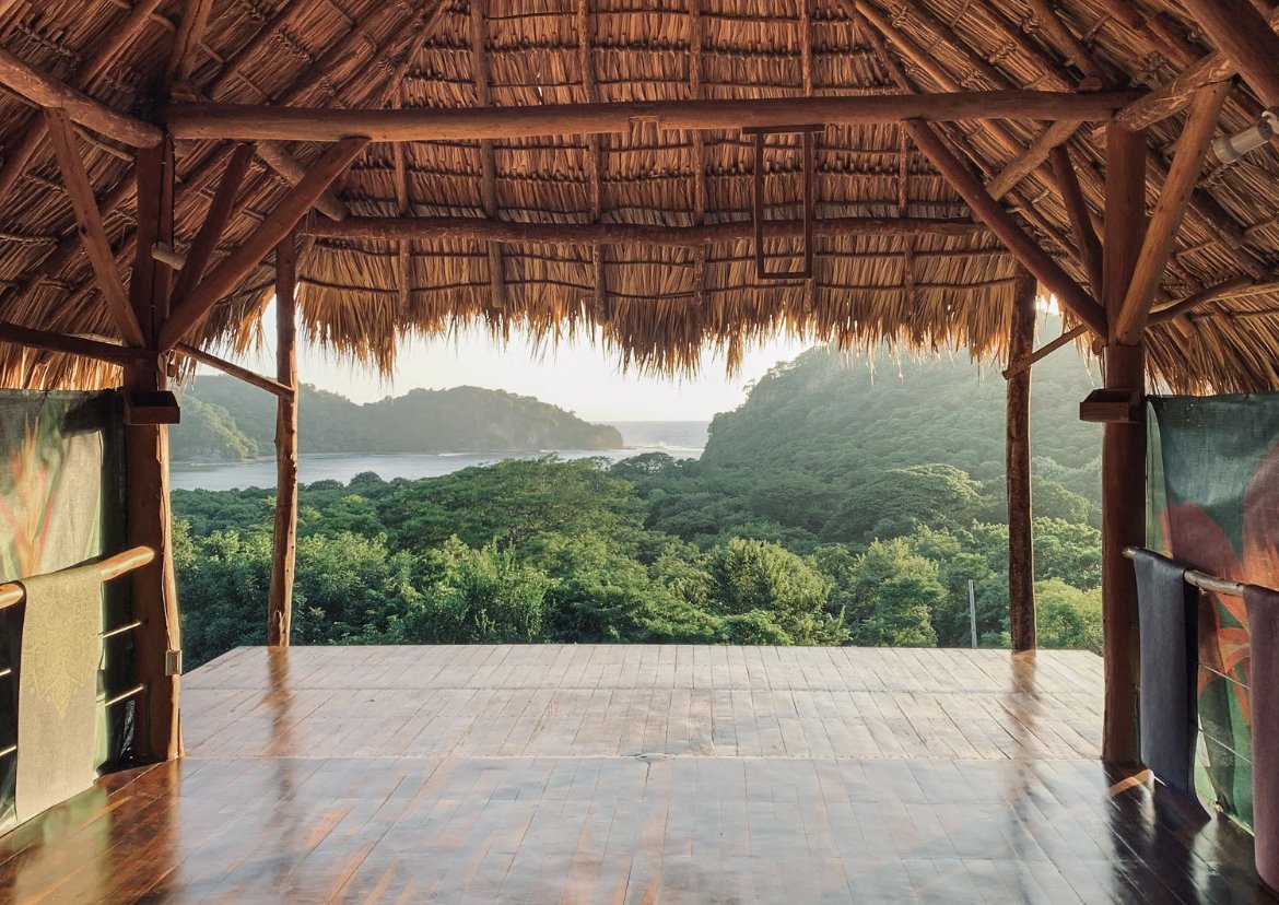 Eden yoga deck at sunset ocean view