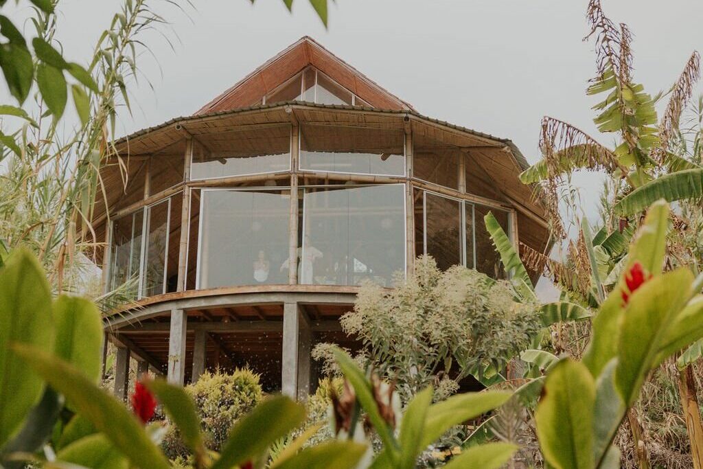 Yoga shala in a tropical garden from Saasil retreat, which is an affordable Welness Retreat